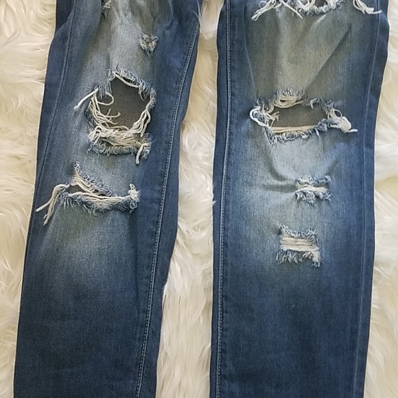 Light Blue Relaxed Boyfriend Distressed Jeans - Picture 7 of 8